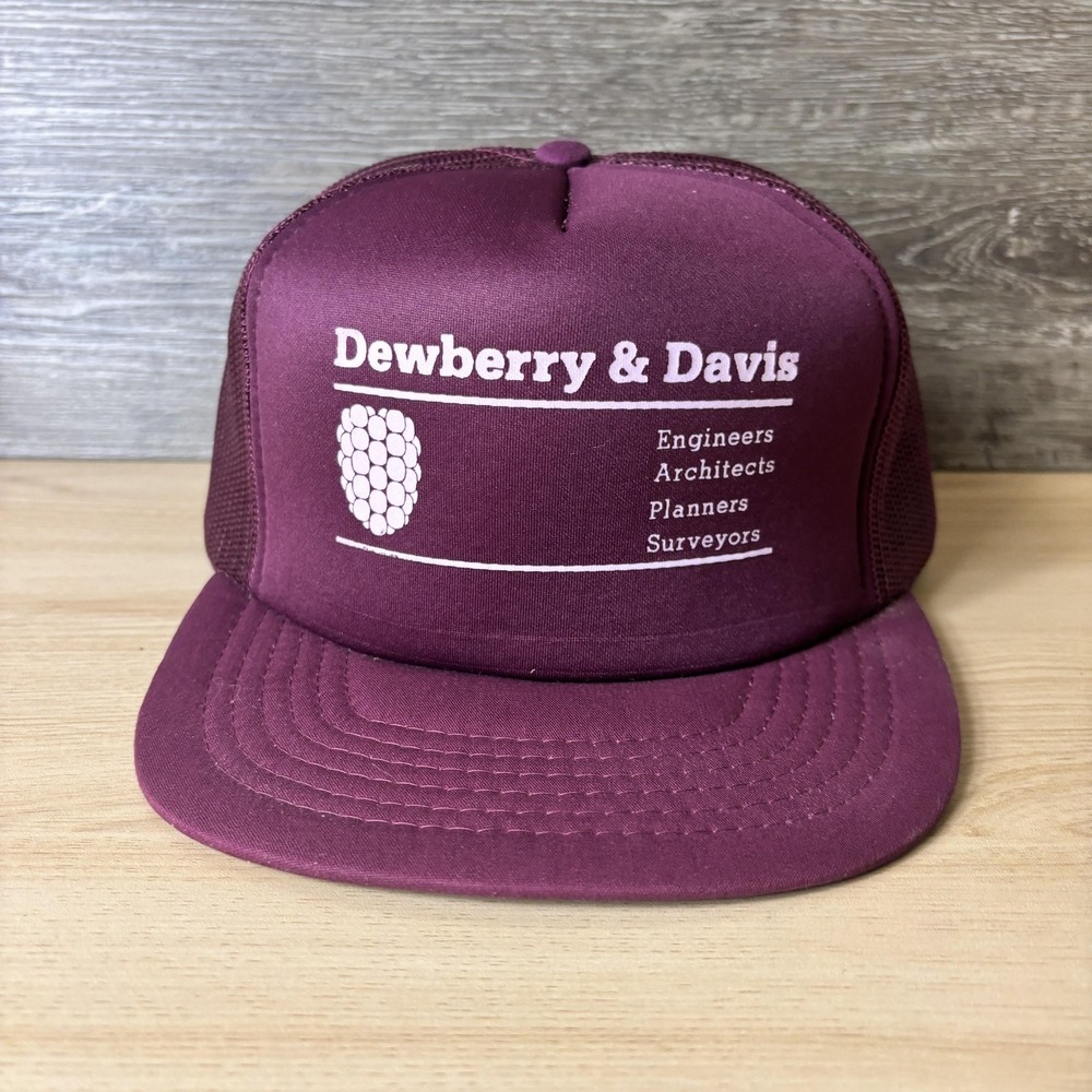 Vintage Dewberry & Davis Hat Cap Snap Back Maroon Mesh Trucker Promo